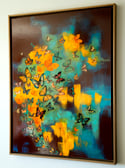 Original Canvas - Butterflies on Burnt Sienna/Turquoise/Yellow Ochre