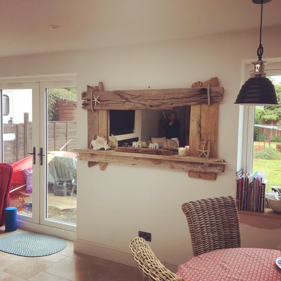 Image of Driftwood style distressed timber framed mirrors.