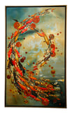 Original Canvas - Koi on Ochre/Blue-Grey/Burnt Sienna - 36" x 60"