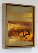 Original Canvas - Running Hare on Grey/Burnt Sienna/White - 11" x 14"