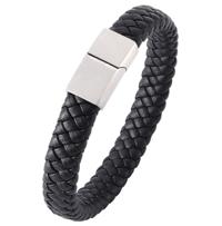 Classic Leather Bracelet With Magnetic Clasp (black and brown available)