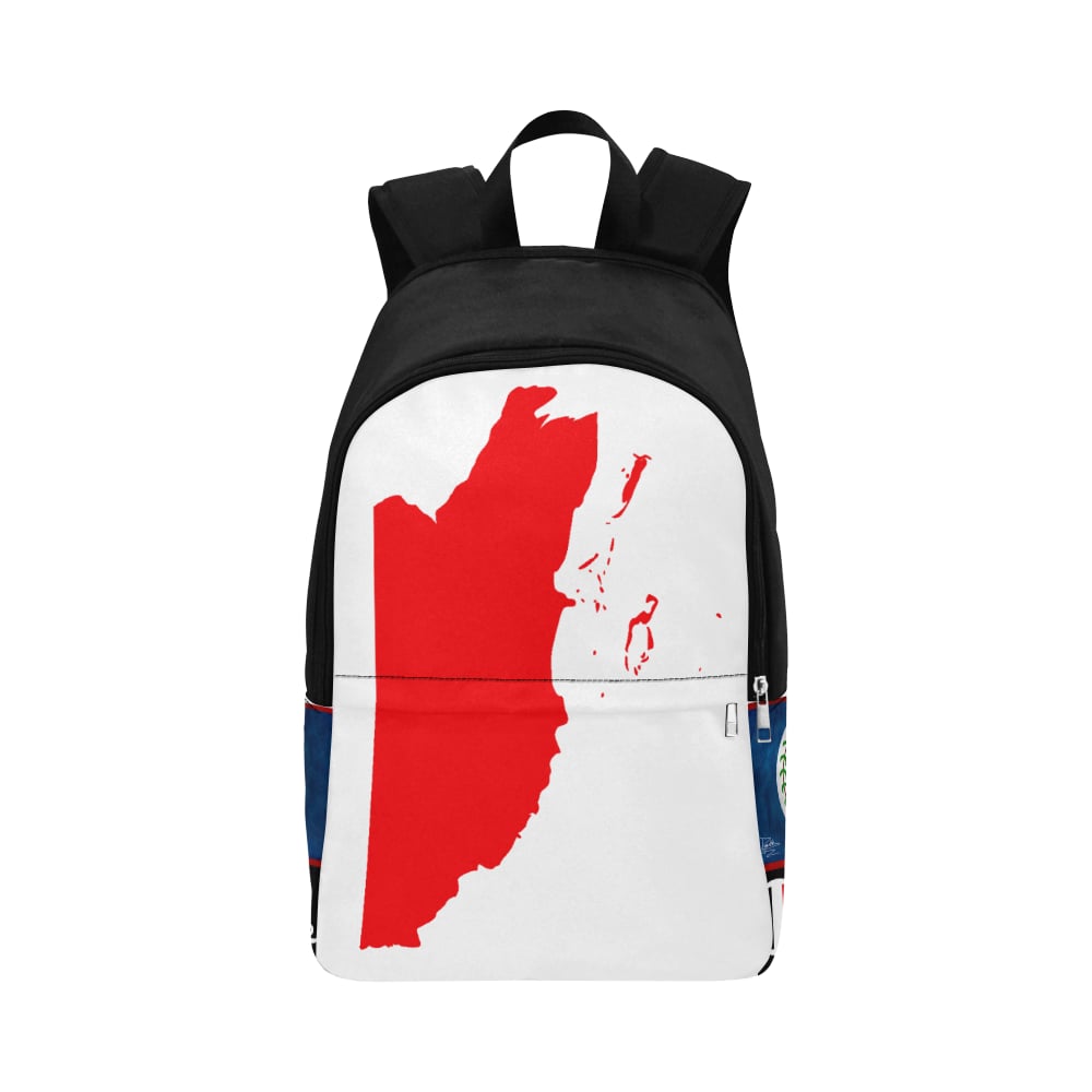 Image of BELIZE - Front White/Red Top/Black Map Fabric Backpack for Adult 