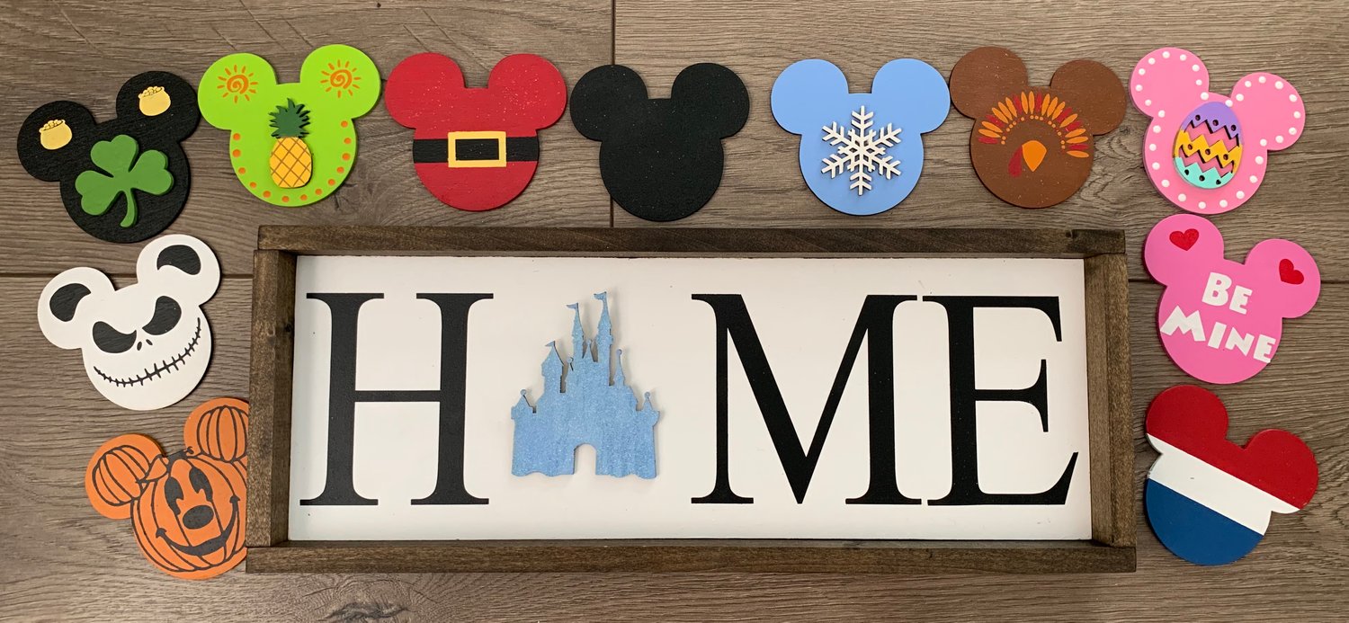 Image of Mickey Head Interchangeable Sign- Mouse head home sign, interchangeable shapes, Mickey head sign