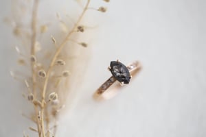 Image of 18ct rose gold marquise rose cut diamond ring (IOW117)
