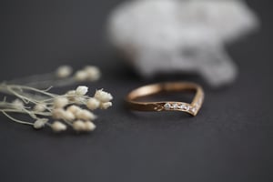 Image of 18ct rose gold white diamond set wishbone (chevron) ring