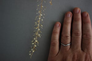 Image of Platinum 2mm floral carved wishbone ring