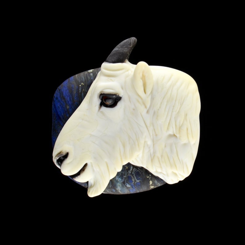 Image of XL.Rocky Mountain Goat - Flameworked Glass Sculpture Bead