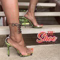 Image 1 of "NeNe" Neon laced snakeskin heels