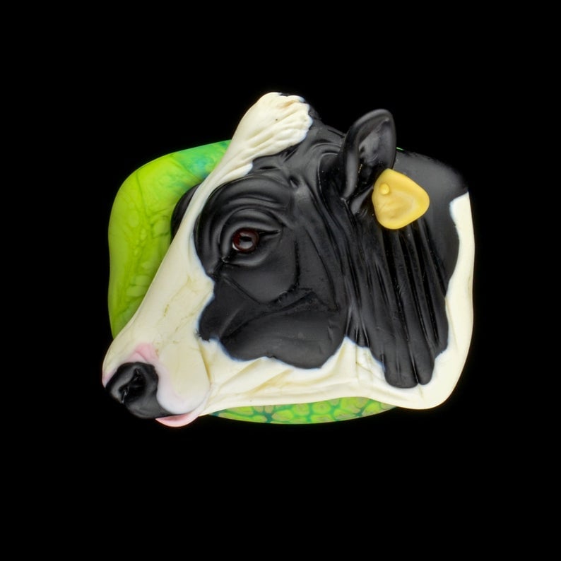 Image of XXL. Holstein Cow - Lampwork Glass Sculpture Pendant Bead