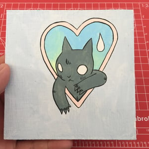 Image of Cat in Heart Painting 