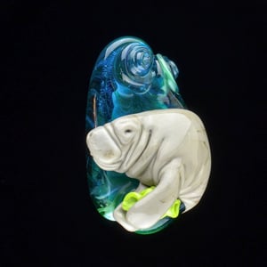 Image of XXL Manatee - Lampwork Glass Sculpture Pendant Bead