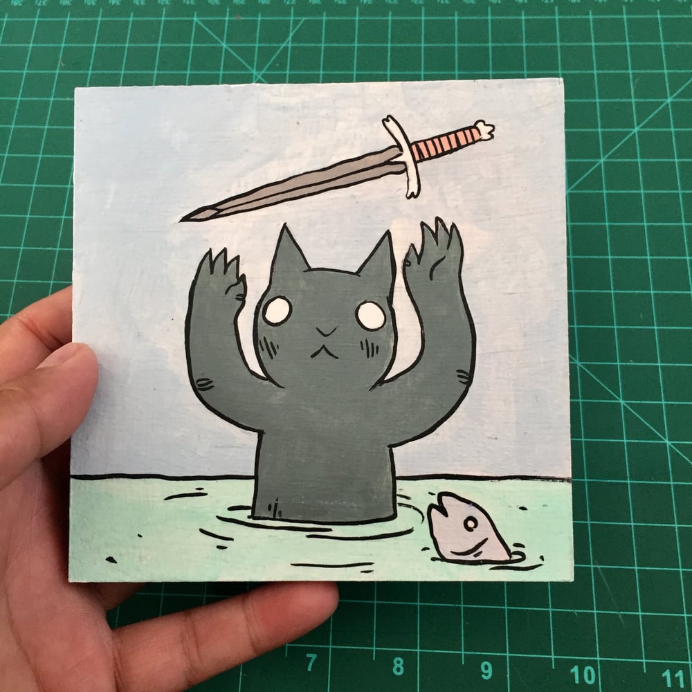 Image of Cat receiving Sword Painting 