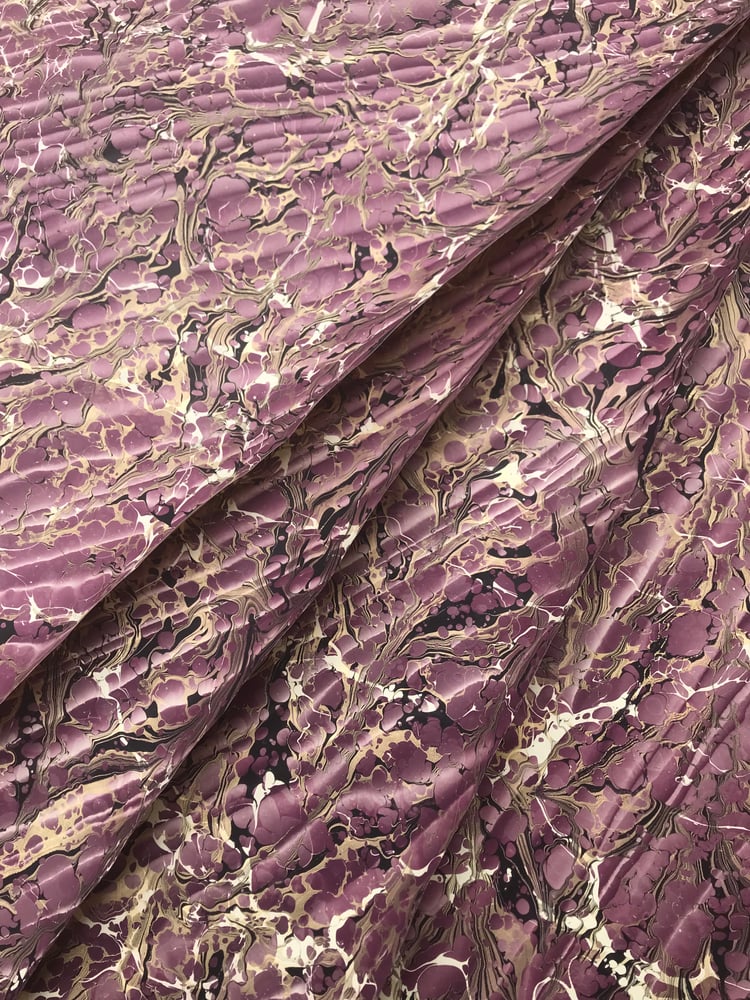 Image of Marbled Paper #7 'DOUBLE MARBLED' Spanish Ripple' in Plum