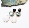 Onyx, Moonstone and Labradorite Statement Earrings 