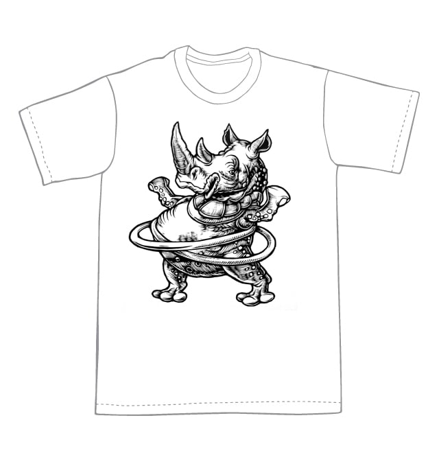 Hula Hooping Rhino T-shirt  (B3)**FREE SHIPPING**