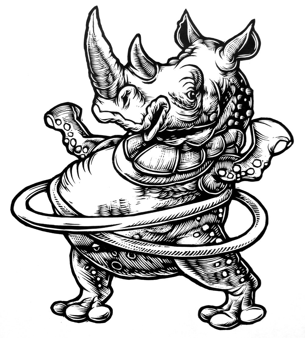 Hula Hooping Rhino T-shirt (B3)**FREE SHIPPING**
