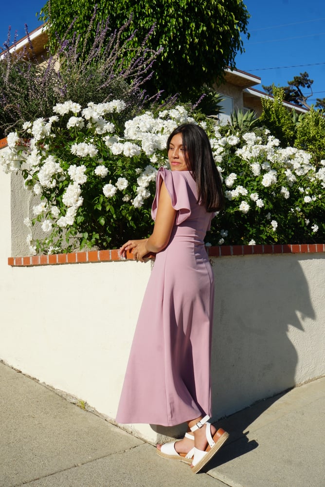 Image of Blush Pink Flutter Sleeve Dress