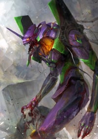 Image 3 of Neon Genesis Evangelion Unit-01 - Berserk Mode Giclee Art Print // Daniel Kamarudin 