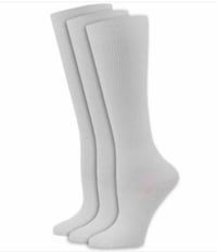 3Pk Solid White Compression Socks -XL