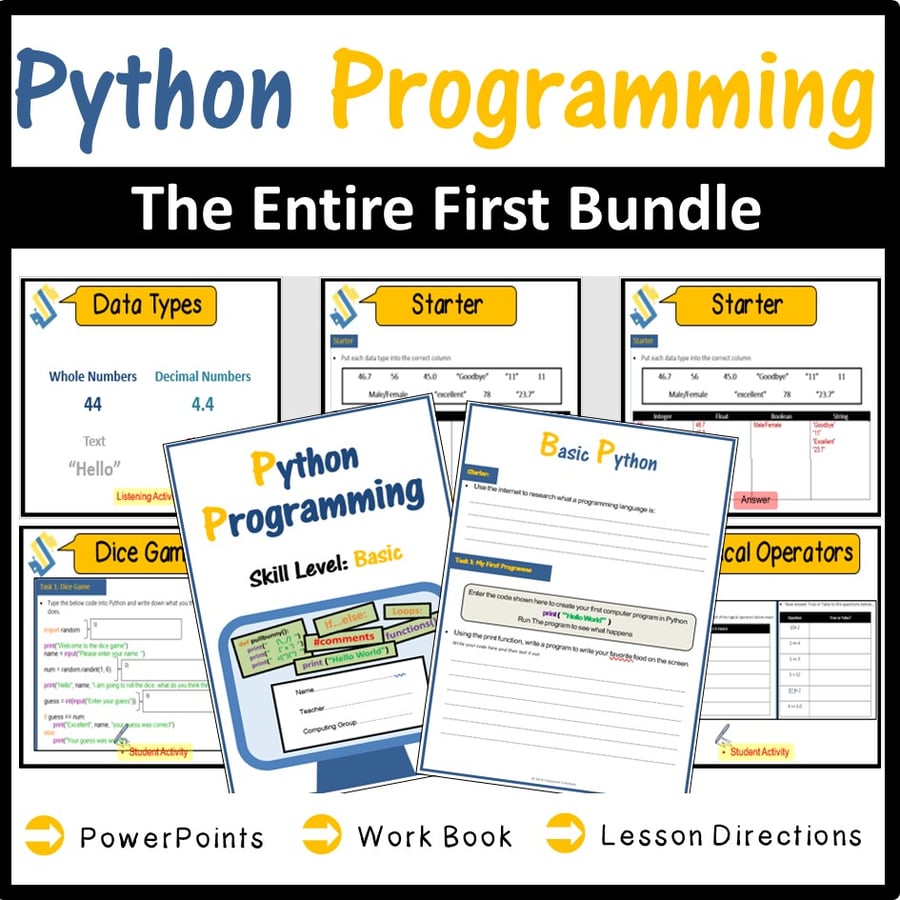 Image of Python Programming Lesson Plans Bundle - Text Based Coding