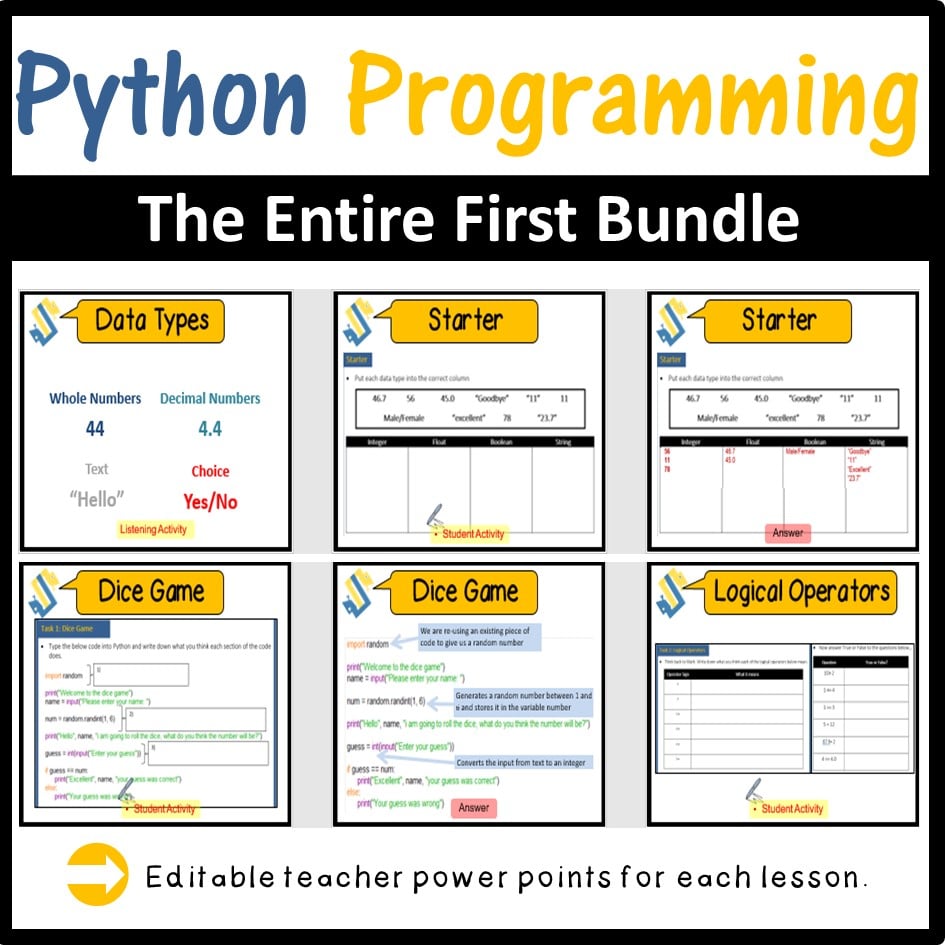 Python Programming Lesson Plans Bundle - Text Based Coding | Computer  Creations Ltd