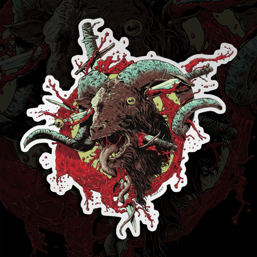 Image of Severed Ram Head Mirror Sticker