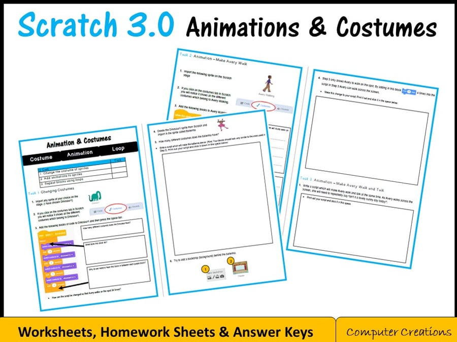 Image of Scratch Programming - Animations & Costumes Lesson (Scratch 3.0)