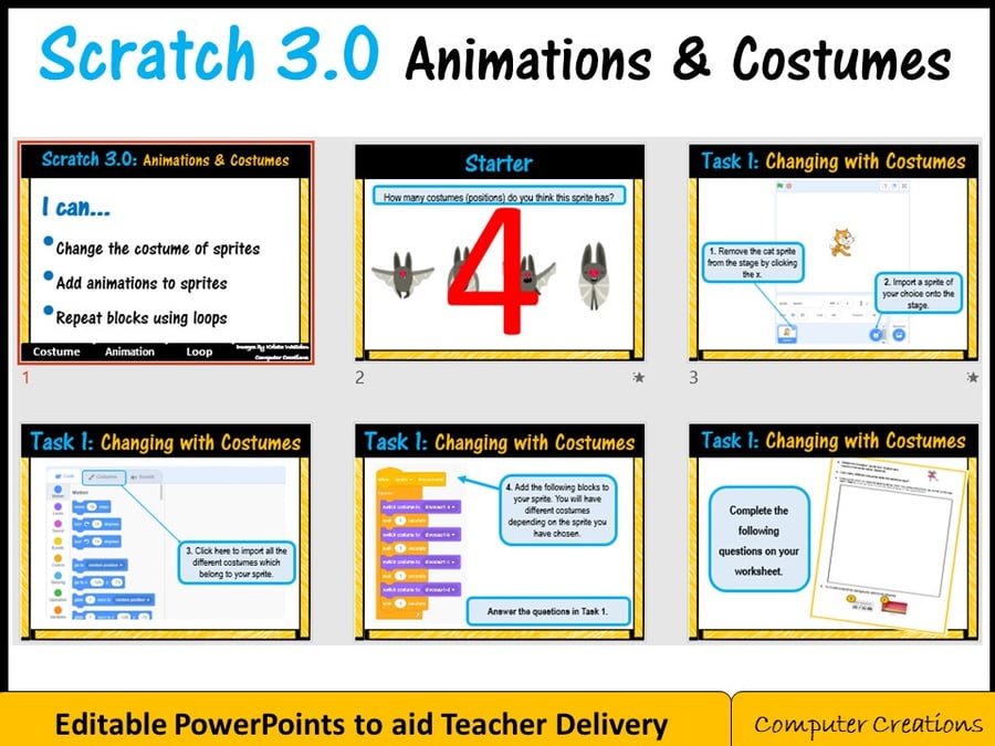 Image of Scratch Programming - Animations & Costumes Lesson (Scratch 3.0)