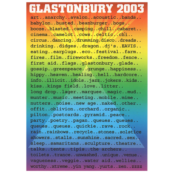 Image of Limited Edition Glastonbury Postcard | Words 2003