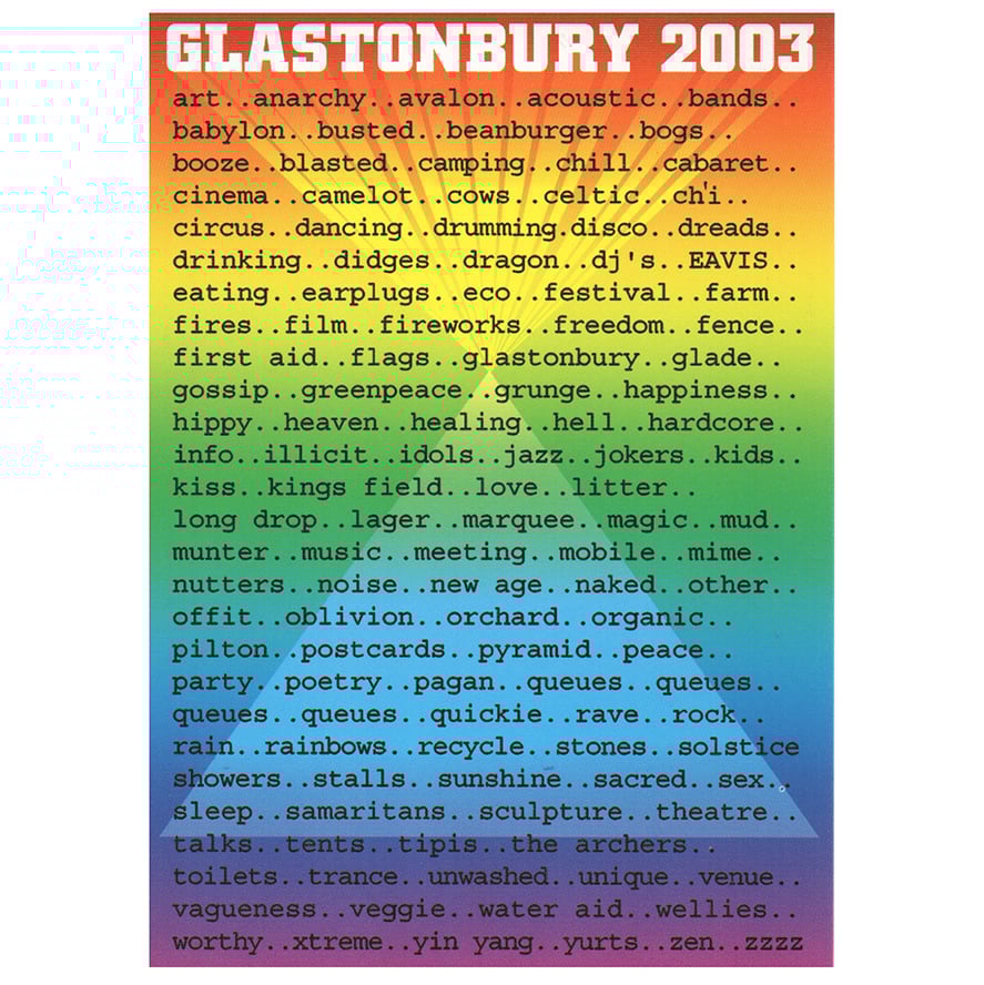 Image of Limited Edition Glastonbury Postcard | Words 2003
