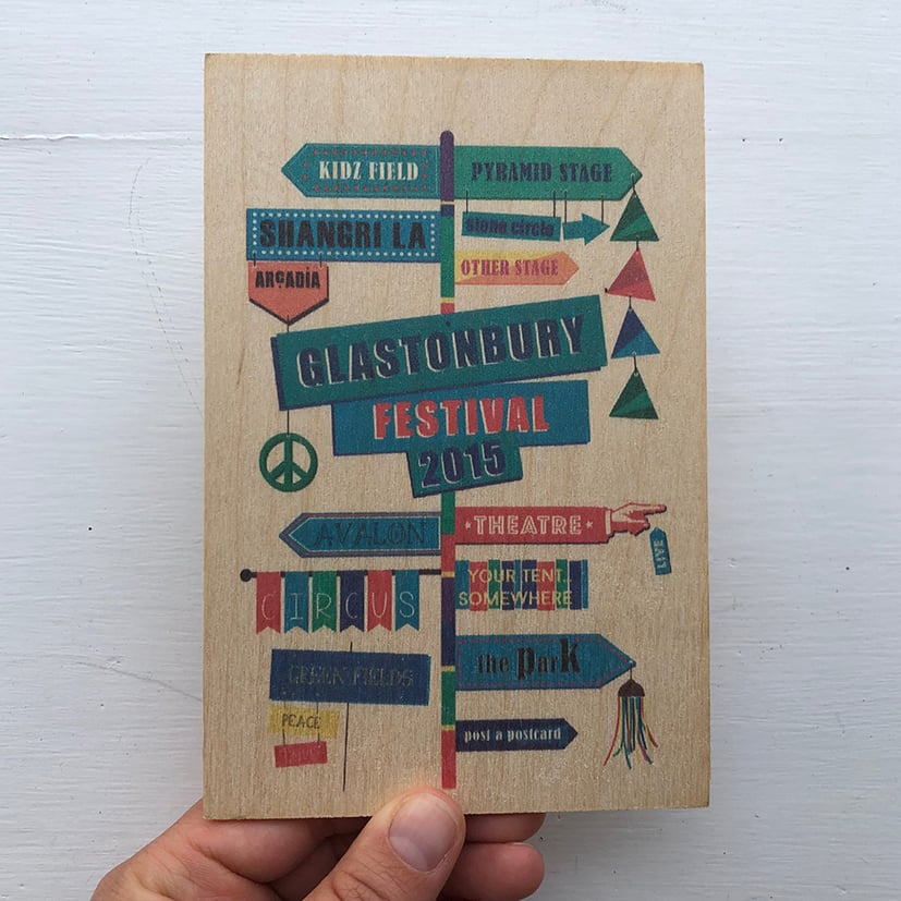Image of Limited Edition Glastonbury Wooden Postcard | 2015