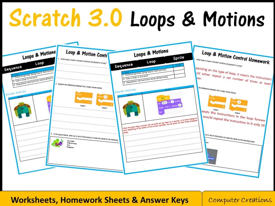 Image of Scratch Coding Programming - Loops & Motion Commands (Scratch 3.0)