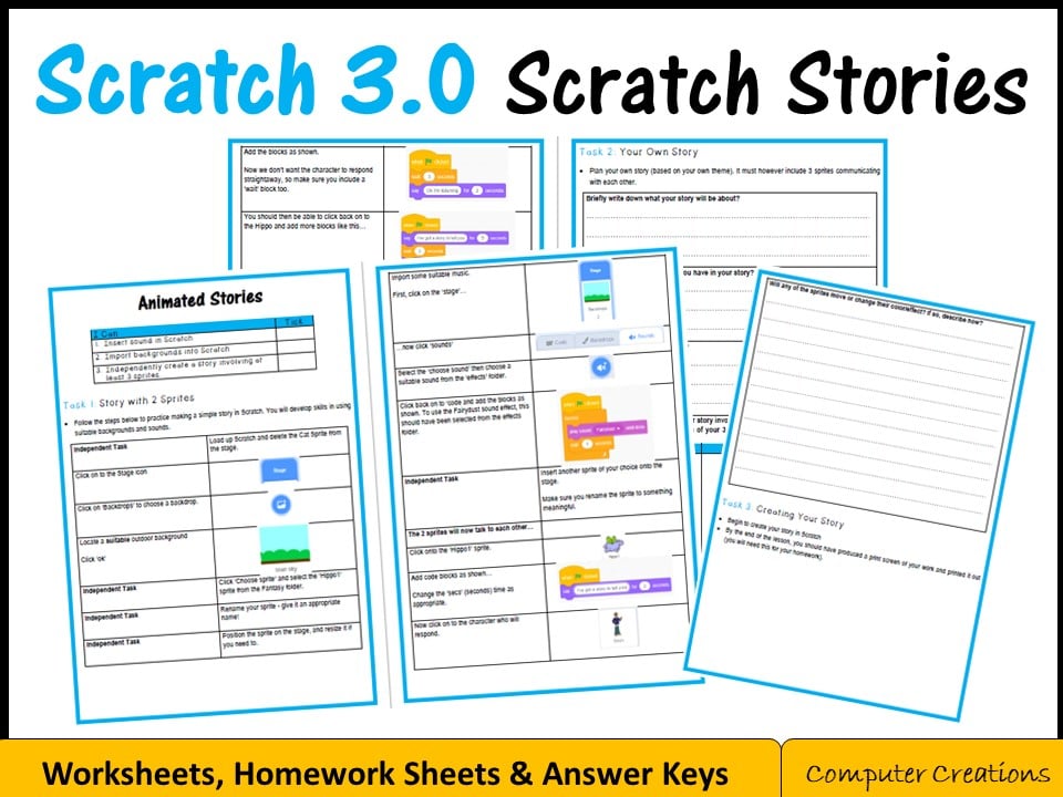 Scratch Coding Programming Creating Scratch Stories Scratch 3 0 Computer Creations Ltd