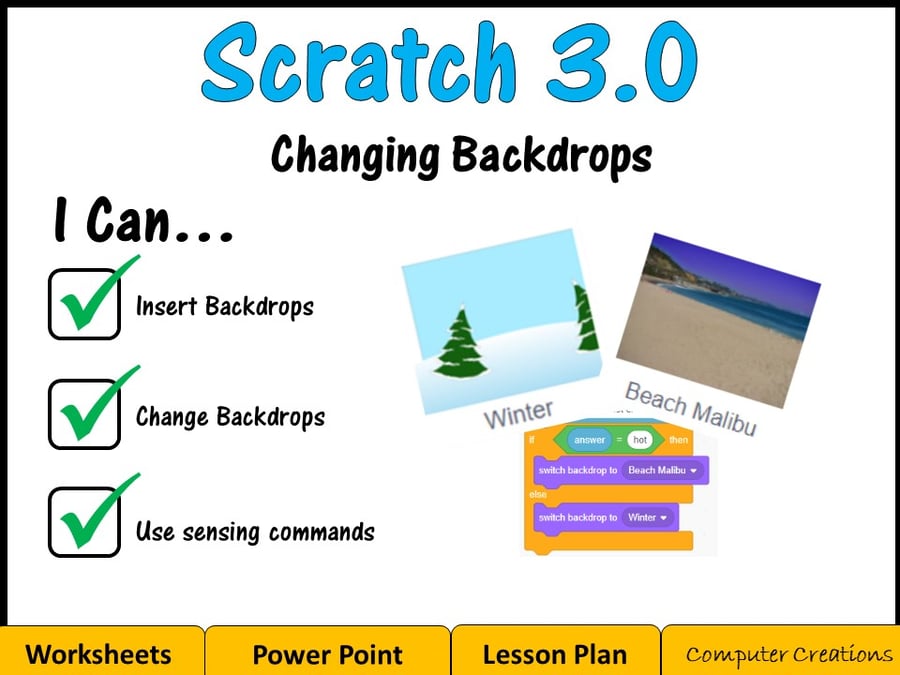 Image of Scratch Coding Programming - Changing Backdrops Lesson (Scratch 3.0)