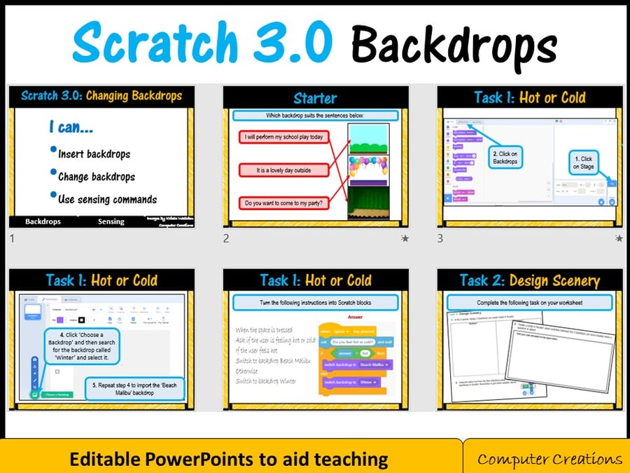 Image of Scratch Coding Programming - Changing Backdrops Lesson (Scratch 3.0)
