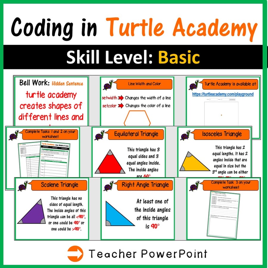 Image of Coding in Turtle Academy: Types of Triangles & Angles (Maths)