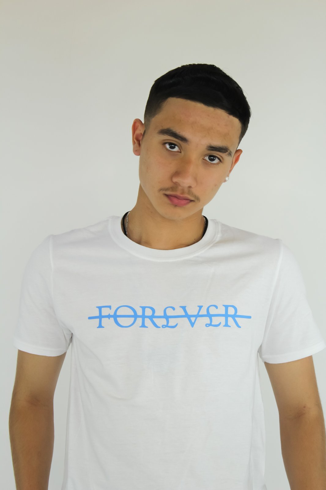 Light blue shirt with white writing Clearance