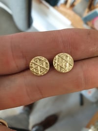 Image 2 of Trigon Pattern studs in solid 18ct gold