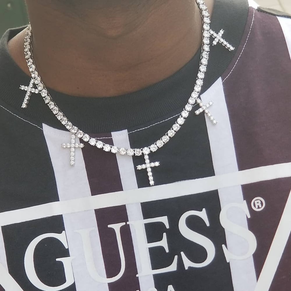 Image of 5 count Cross Dangle Pendant Tennis Chain