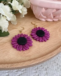 Image 4 of African Daisy Purple Earrings