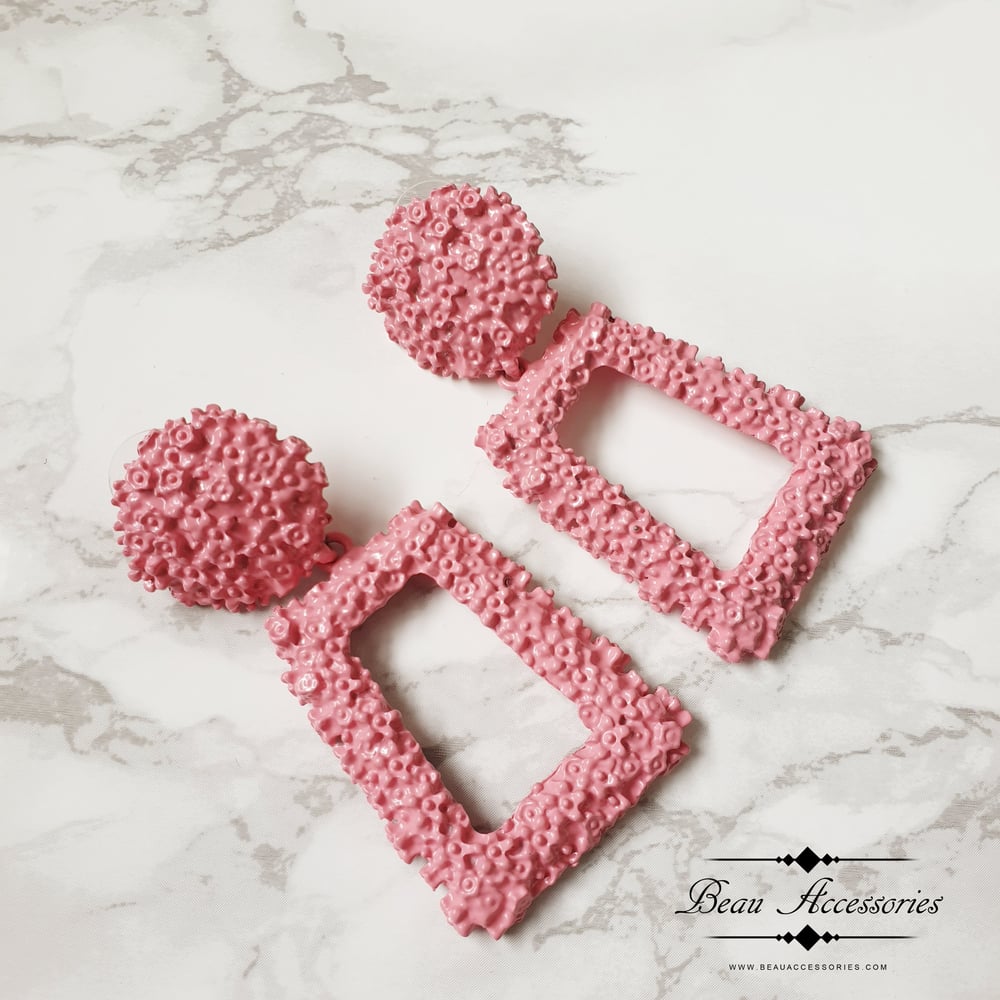 Image of Candy Pink Textured Earrings