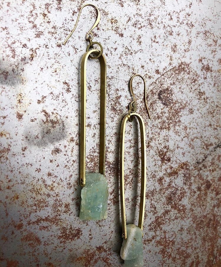 Aquamarine Trapeze Earrings / above/below jewelry