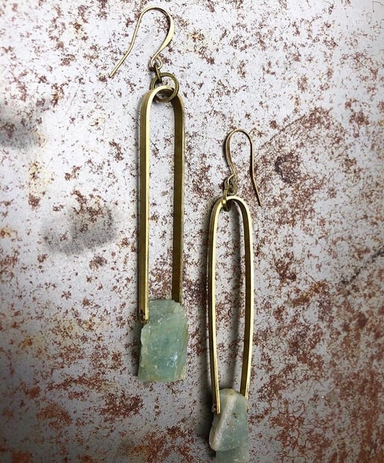 Image of Aquamarine Trapeze Earrings 