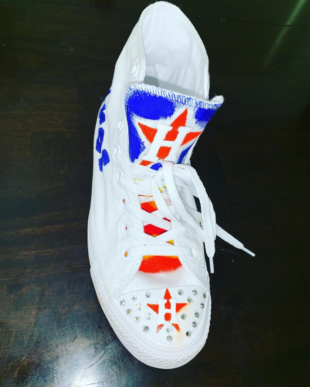 Image of Pair of Custom Made Astros Shoes (Converse