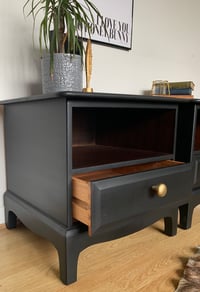 Image 4 of ANY COLOUR A pair of black stag mahogany bedside tables.