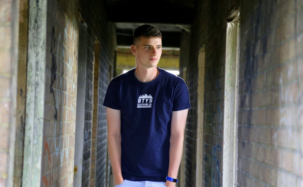 Image of 'MOUNTAIN SUNSET' TEE - FRENCH NAVY