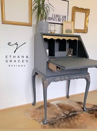 Image 1 of Dark grey & gold ladies bureau desk