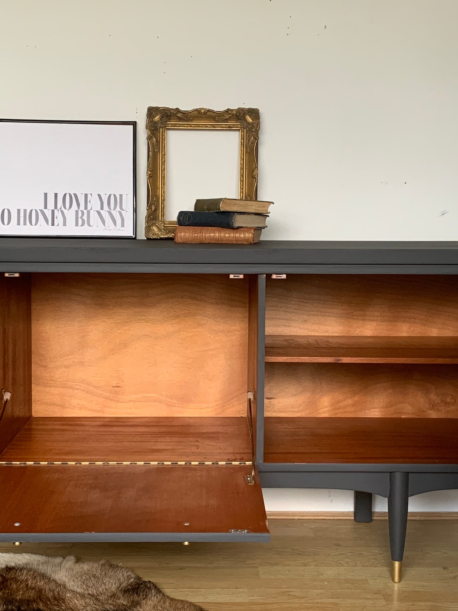 Image of Dark grey Thomas & Greaves 7ft sideboard in dark grey