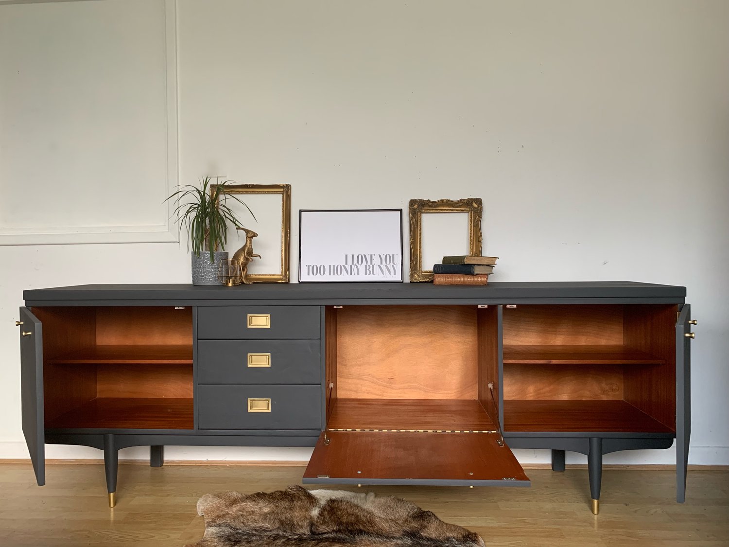 Image of Dark grey Thomas & Greaves 7ft sideboard in dark grey