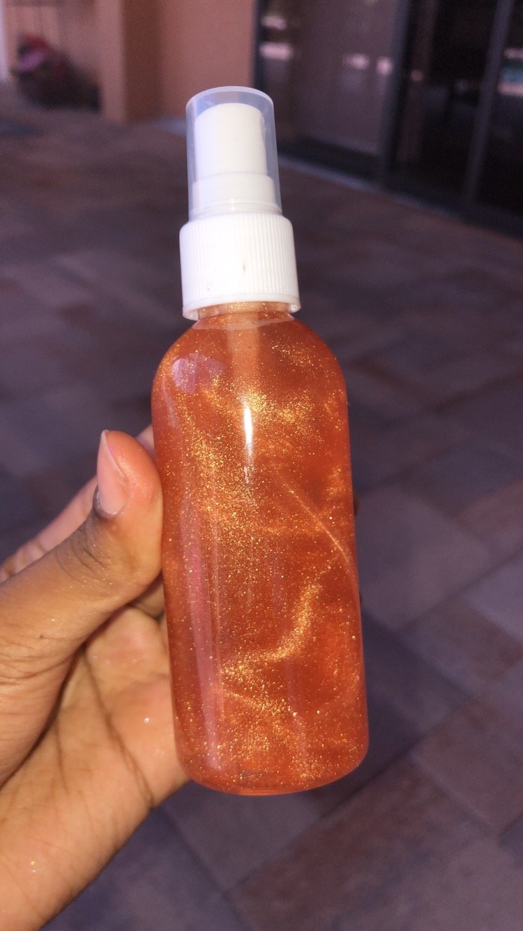 bronze shimmer body spray bossedgloss